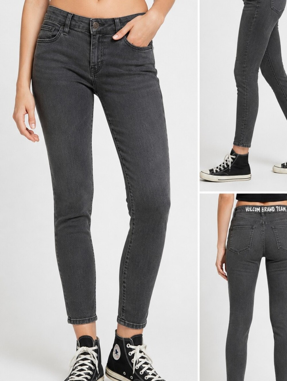 🖤 Volcom Liberator Legging Ankle Fit Gray Skinny Jeans Size 5 / 27